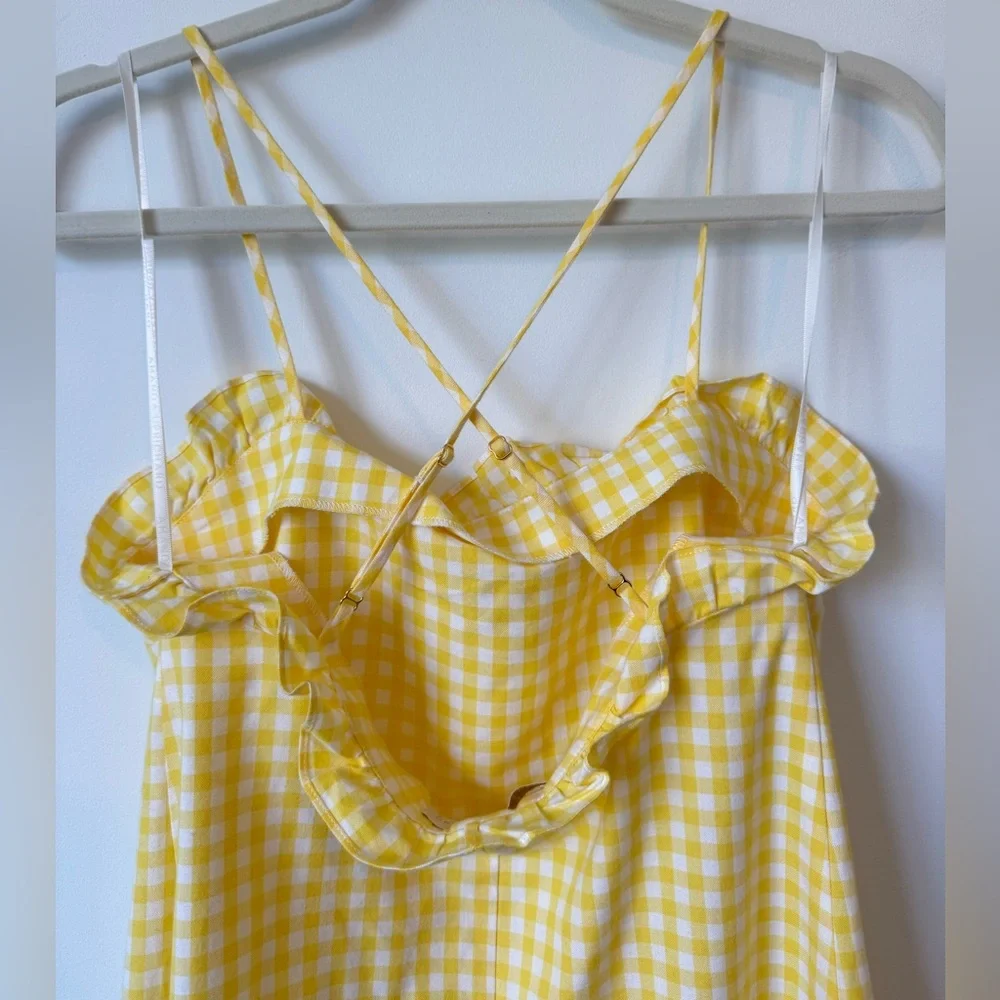 Amanda Uprichard Crete Yellow Gingham Dress - Size P - Picture 8 of 10